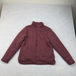 Three Dots Women's Burgundy Quilted Insulated Zip Up Jacket Size Small